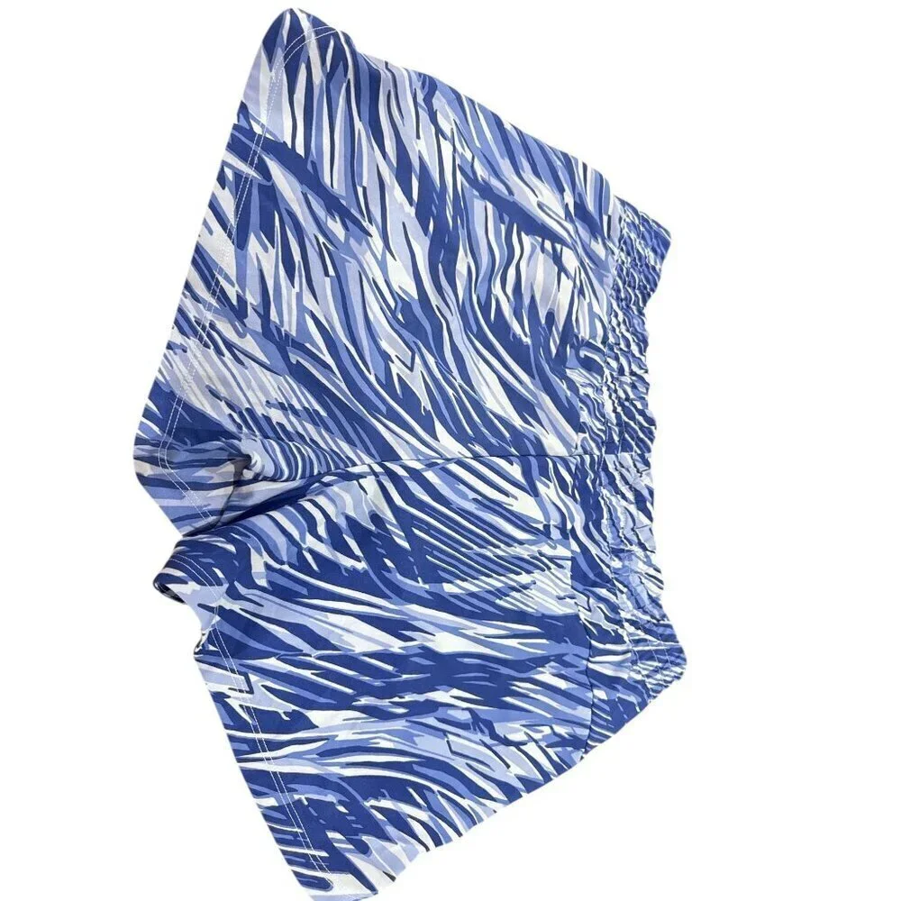 REI Co-Op Kids Blue/White Swim Shorts  (14-16) Poly/Spandex With Drawstring EUC